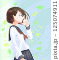 ポジティブ学生_新緑_A案_女子_新緑EFF控えめ_葉っぱメイン 125074911