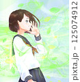 ポジティブ学生_新緑_A案_女子_葉_EFF全部入り 125074912