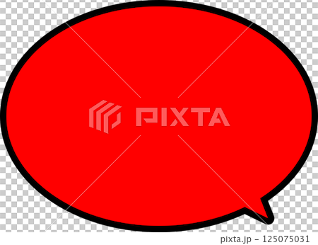 赤い吹き出し。黒の枠線 125075031