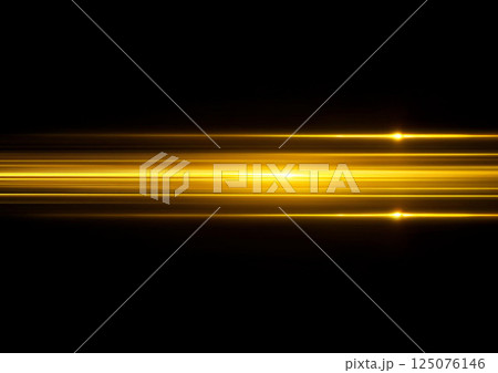 黒い背景に黄色の光	 125076146