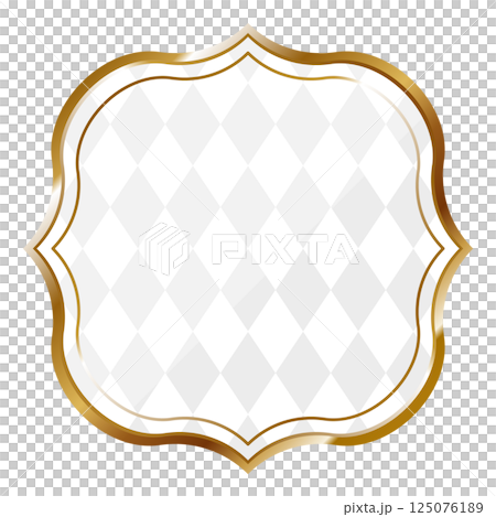 高級感のあるダイヤ模様のフレーム　ホワイト＆ゴールド 125076189