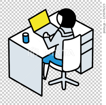 ノートパソコンを見る学生のイラスト 125076223