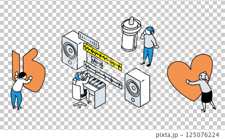 録音と音楽編集、ファンのイラスト 125076224