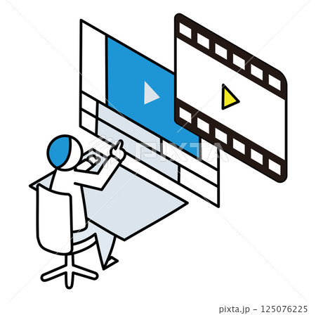 映像編集をする人のイラスト 映像編集をする人のイラスト 125076225