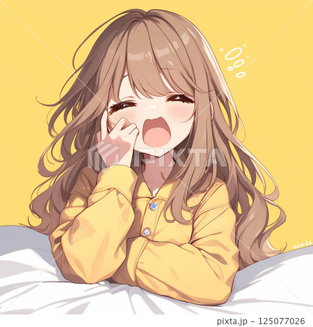 あくびをしている美少女 125077026