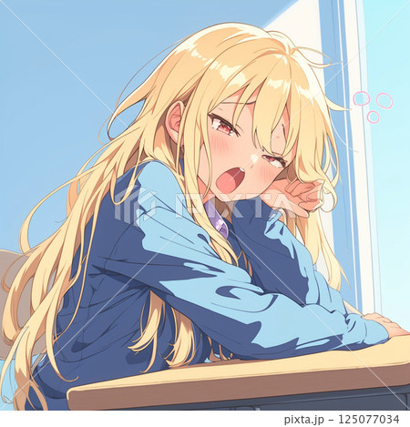 あくびをしている美少女 125077034