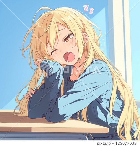 あくびをしている美少女 125077035