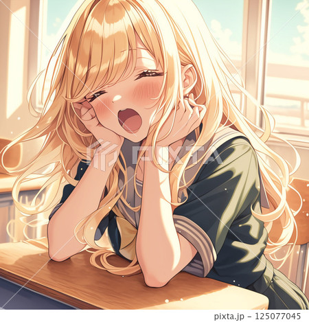 あくびをしている美少女 125077045