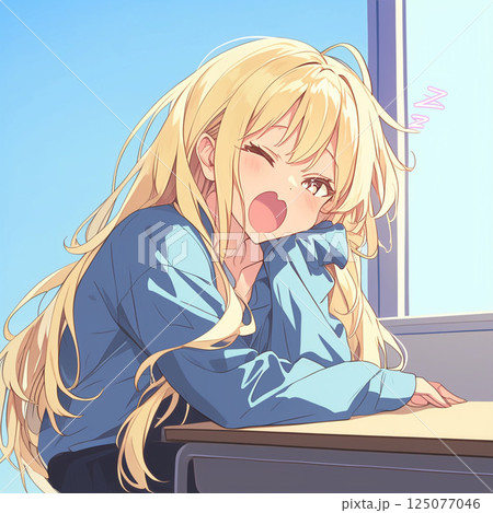 あくびをしている美少女 125077046