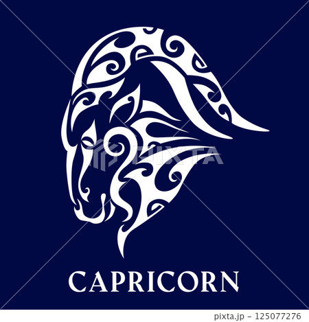 Zodiac sign capricorn in maori tattoo style. Zodiac sign capricorn in maori tattoo style. 125077276
