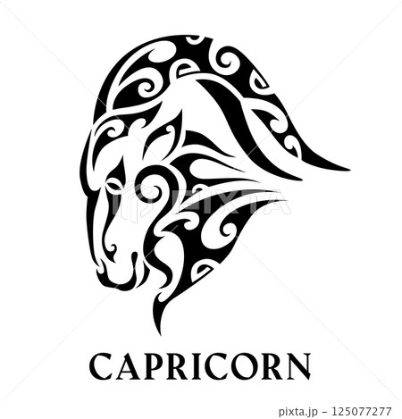 Zodiac sign capricorn in maori tattoo style. 125077277
