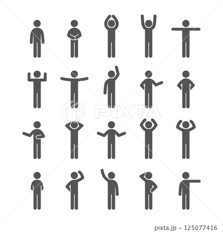 Different poses stick figure people pictogram icon set. Different poses stick figure people pictogram icon set. 125077416