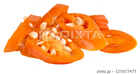 sliced orange chili isolated 125077475