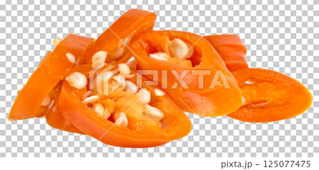 sliced orange chili isolated 125077475