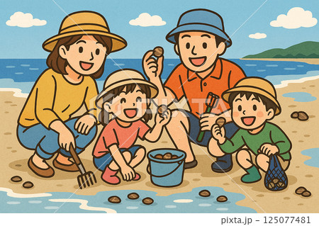 潮干狩り　家族　初夏　春　千葉　浦安　木更津　市川 125077481
