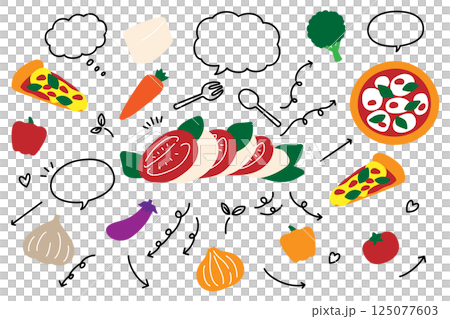 可愛的卡普雷塞披薩蔬菜語音泡棉箭頭套裝 125077603