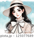 リボンと白い帽子の女性004 125077689