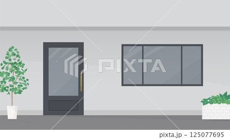おしゃれな店舗の入り口のイラスト_グレー_16:9 125077695