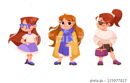 Children Dress Up as Adults Wearing Oversized Clothes Vector Set Children Dress Up as Adults Wearing Oversized Clothes Vector Set 125077827