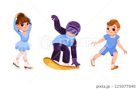 Dynamic and Enthusiastic Kids Engaging in Various Fun Sports Activities and Hobbies 125077840
