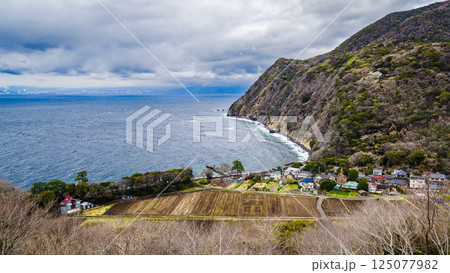 Ita Village Name in Fallow Field of Japanese Farming Landscape 125077982