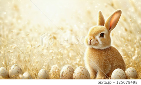 Easter Bunny with Eggs Background 125078498