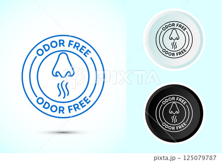 Odor control icon design illustration. Anti bad smell icon, Odor free label in color, black and white Odor control icon design illustration. Anti bad smell icon, Odor free label in color, black and white 125079787