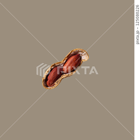 Peanuts with shell and peeled nut isolated 125080226