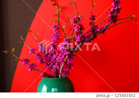 花瓶にいけた花蘇芳 125081852