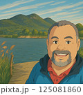 a portrait of a happy senior man and a beard in the nature a portrait of a happy senior man and a beard in the nature 125081860