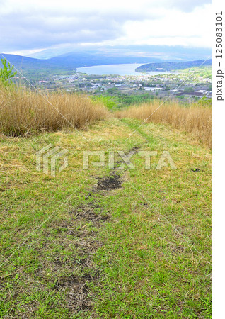 丹沢の甲相国境尾根 高指山山頂より山中湖を眺める 丹沢の甲相国境尾根 高指山山頂より山中湖を眺める 125083101