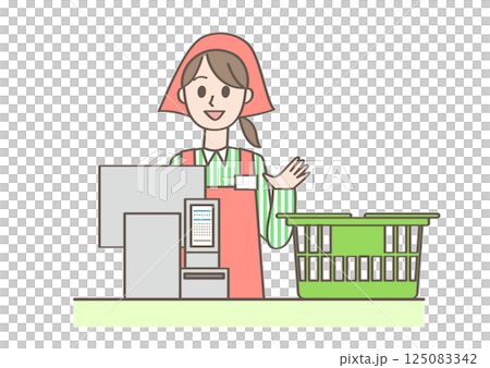 Supermarket cashier clerk 125083342