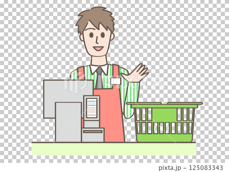 Supermarket cashier clerk 125083343