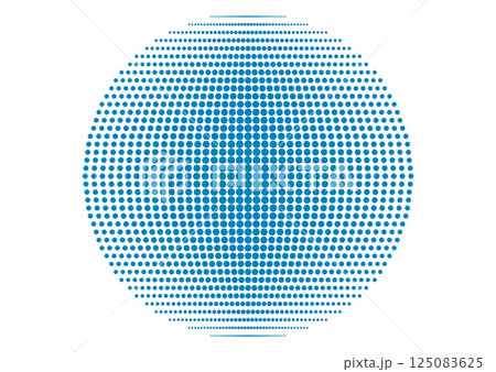 Blue flat sphere of tech halftones dots abstract minimal background 125083625