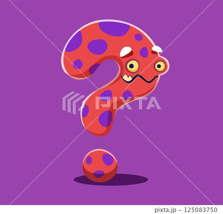 Halloween font punctuation question mark bizarre monster character. Spotted monster alphabet punctuation sign, spooky creature English typeset vector special symbol or Halloween beast ABC font element Halloween font punctuation question mark bizarre monster character. Spotted monster alphabet punctuation sign, spooky creature English typeset vector special symbol or Halloween beast ABC font element 125083750