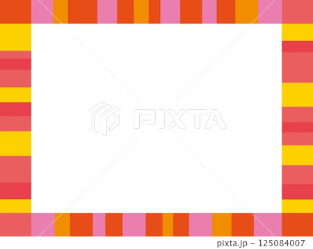 幾何学模様　フレーム　ホワイトスペース　ピンク　オレンジ色 125084007