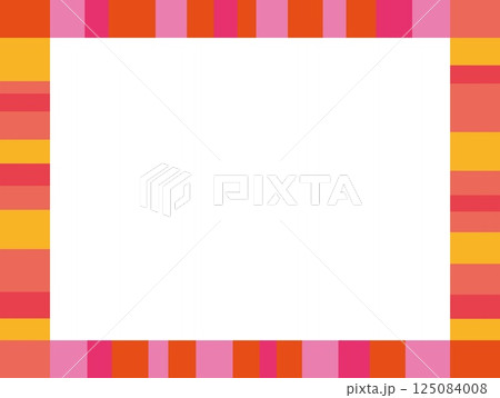 幾何学模様　フレーム　ホワイトスペース　ピンク　オレンジ色 125084008
