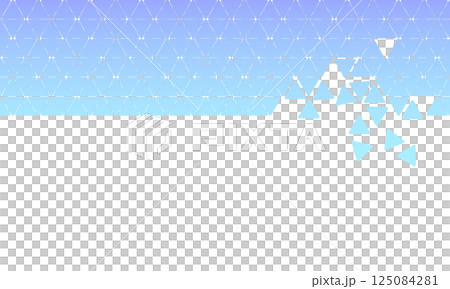 青と紫のグラデーションがかかった三角形のパターンからバラバラ集まる三角形のブロック 125084281