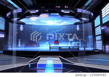 ゲーム背景 未来バーチャル宇宙ステージの舞台 ゲーム背景 未来バーチャル宇宙ステージの舞台 125084385