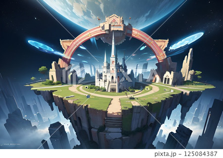 ゲーム背景　闇のヨーロッパスタイル雄大な世界イメージ国家城	 125084387