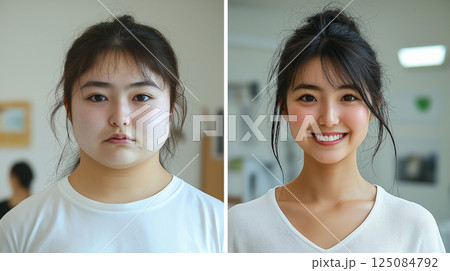 女性のビフォーアフター 125084792