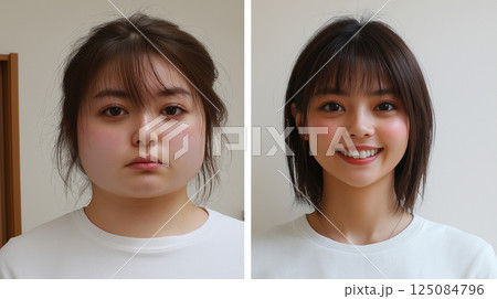 女性のビフォーアフター 125084796
