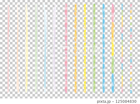 A set of cute various colored lines in watercolor style 125084830