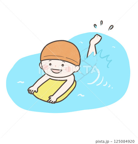 ビート板を使って泳ぐ子供 ビート板を使って泳ぐ子供 125084920
