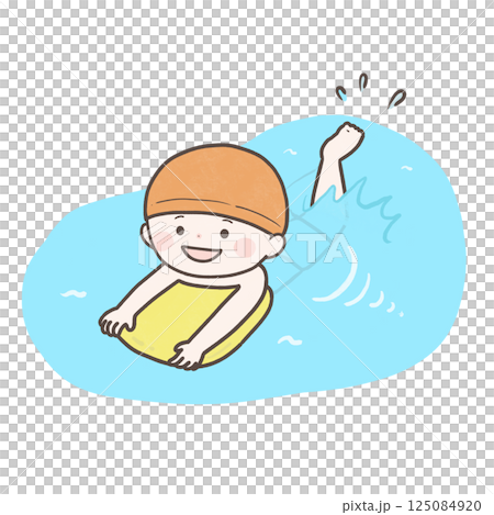 ビート板を使って泳ぐ子供 ビート板を使って泳ぐ子供 125084920