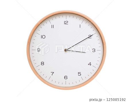 Minimal wall clock with light wood frame and white face displaying 03:10 or 15:10. Perfect for clean, modern concepts about time and scheduling. Minimal wall clock with light wood frame and white face displaying 03:10 or 15:10. Perfect for clean, modern concepts about time and scheduling. 125085192