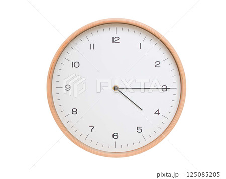 Minimal wall clock with light wood frame and white face displaying 04:15 or 16:15. Perfect for clean, modern concepts about time and scheduling. Minimal wall clock with light wood frame and white face displaying 04:15 or 16:15. Perfect for clean, modern concepts about time and scheduling. 125085205