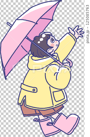 Illustration of a girl holding an umbrella 125085763