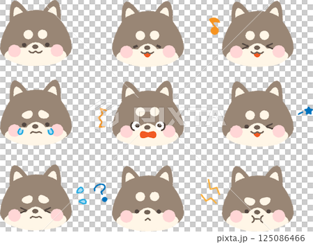 Black Shiba Inu face icon set without lines 125086466