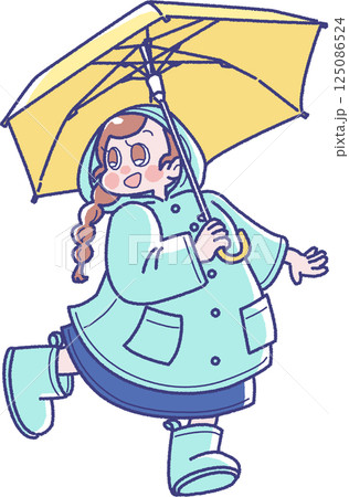 傘をさす女の子のイラスト 傘をさす女の子のイラスト 125086524